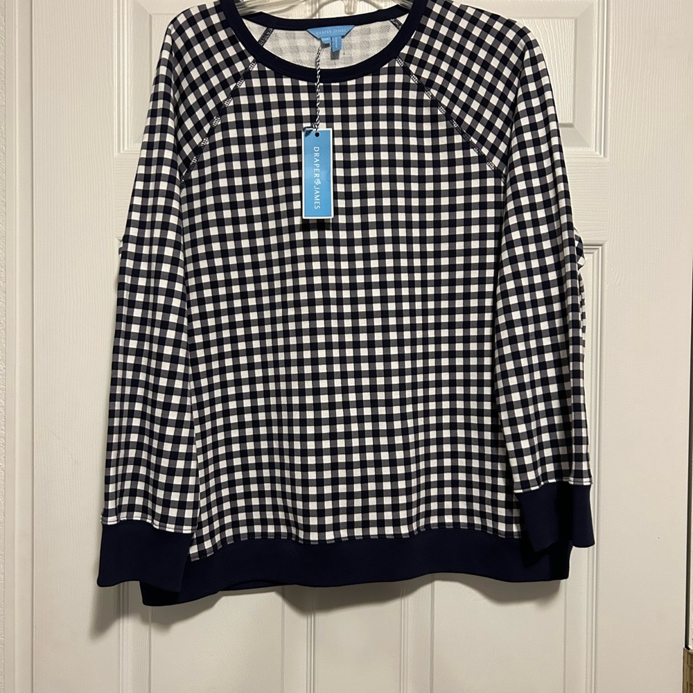 Draper James Navy &white, crewneck sweatshirt, NWT, Sz 1X
